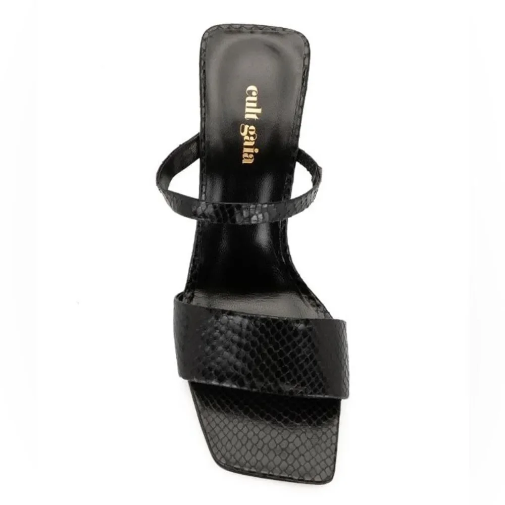 Cult Gaia BLACK Rene Cut-Out Heel Sandals, x Revolve, New, Size 37
